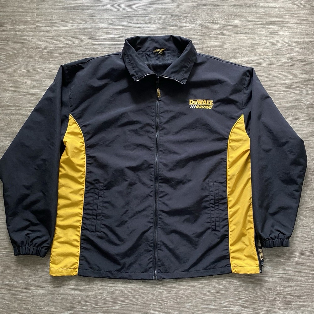 Dewalt Racing Full Zip Jacket Men's XL Black Nascar Nylon Windbreaker READ